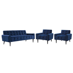 ModwayModway Delve Living Room Set Performance Velvet Set of 3 EEI-2970 EEI-2970-NAV-SET- BetterPatio.com