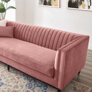 ModwayModway Devote Channel Tufted Performance Velvet Sofa EEI-4720 EEI-4720-DUS- BetterPatio.com