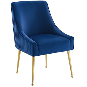 ModwayModway Discern Pleated Back Upholstered Performance Velvet Dining Chair EEI-3509 EEI-3509-NAV- BetterPatio.com