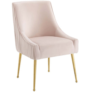 ModwayModway Discern Pleated Back Upholstered Performance Velvet Dining Chair EEI-3509 EEI-3509-PNK- BetterPatio.com