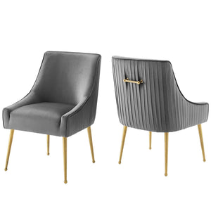 ModwayModway Discern Pleated Back Upholstered Performance Velvet Dining Chair Set of 2 EEI-4149 EEI-4149-GRY- BetterPatio.com