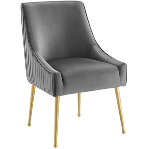 ModwayModway Discern Pleated Back Upholstered Performance Velvet Dining Chair Set of 2 EEI-4149 EEI-4149-GRY- BetterPatio.com