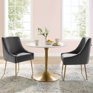 ModwayModway Discern Pleated Back Upholstered Performance Velvet Dining Chair Set of 2 EEI-4149 EEI-4149-GRY- BetterPatio.com
