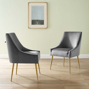 ModwayModway Discern Upholstered Performance Velvet Dining Chair Set of 2 EEI-4148 EEI-4148-GRY- BetterPatio.com