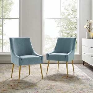 ModwayModway Discern Upholstered Performance Velvet Dining Chair Set of 2 EEI-4148 EEI-4148-LBU- BetterPatio.com