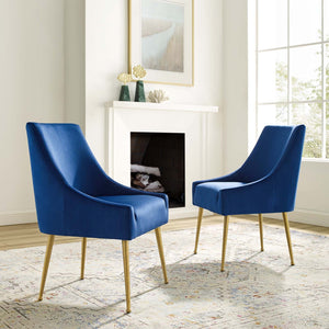 ModwayModway Discern Upholstered Performance Velvet Dining Chair Set of 2 EEI-4148 EEI-4148-NAV- BetterPatio.com