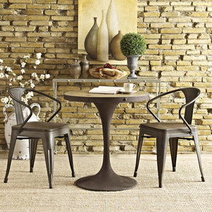 ModwayModway Drive 28" Round Wood Top Dining Table EEI-2006 EEI-2006-BRN-SET- BetterPatio.com