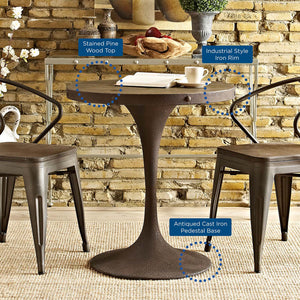 ModwayModway Drive 28" Round Wood Top Dining Table EEI-2006 EEI-2006-BRN-SET- BetterPatio.com