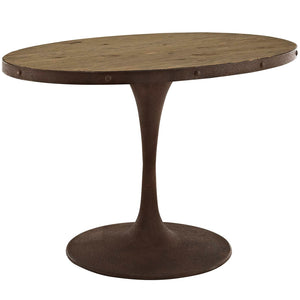 ModwayModway Drive 47" Oval Wood Top Dining Table EEI-2009 EEI-2009-BRN-SET- BetterPatio.com