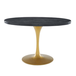 ModwayModway Drive 47" Oval Wood Top Dining Table EEI-3586 EEI-3586-BLK-GLD- BetterPatio.com