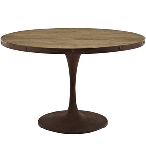 ModwayModway Drive 48" Round Wood Top Dining Table EEI-2004 EEI-2004-BRN-SET- BetterPatio.com