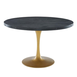 ModwayModway Drive 48" Round Wood Top Dining Table EEI-3585 EEI-3585-BLK-GLD- BetterPatio.com