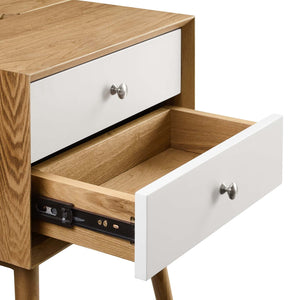 ModwayModway Ember Wood Nightstand With USB Ports EEI-4343 EEI-4343-NAT-WHI- BetterPatio.com