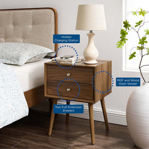 ModwayModway Ember Wood Nightstand With USB Ports EEI-4343 EEI-4343-WAL-WAL- BetterPatio.com