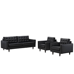 ModwayModway Empress Sofa and Armchairs Set of 3 EEI-1312 EEI-1312-BLK- BetterPatio.com