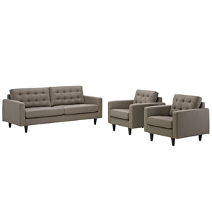 ModwayModway Empress Sofa and Armchairs Set of 3 EEI-1314 EEI-1314-GRA- BetterPatio.com