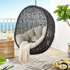 ModwayModway Encase Swing Outdoor Patio Lounge Chair Without Stand EEI-3636 EEI-3636-BLK-BEI- BetterPatio.com