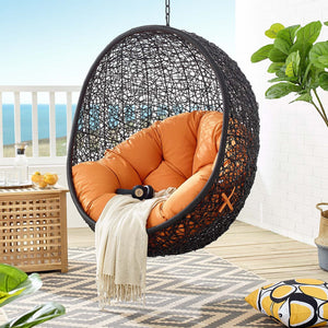 ModwayModway Encase Swing Outdoor Patio Lounge Chair Without Stand EEI-3636 EEI-3636-BLK-ORA- BetterPatio.com