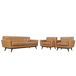 ModwayModway Engage 3 Piece Leather Living Room Set EEI-1763 EEI-1763-TAN-SET- BetterPatio.com