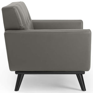 ModwayModway Engage Top-Grain Leather Living Room Lounge Accent Armchair EEI-3734 EEI-3734-GRY- BetterPatio.com