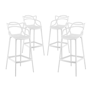 ModwayModway Entangled Bar Stool Set of 4 EEI-2402 EEI-2402-WHI-SET- BetterPatio.com