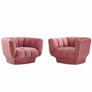 ModwayModway Entertain Vertical Channel Tufted Performance Velvet Armchair Set of 2 EEI-4085 EEI-4085-DUS- BetterPatio.com