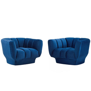 ModwayModway Entertain Vertical Channel Tufted Performance Velvet Armchair Set of 2 EEI-4085 EEI-4085-NAV- BetterPatio.com