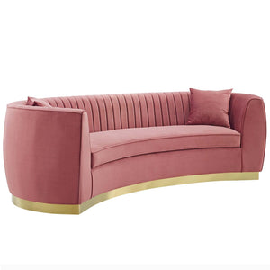 ModwayModway Enthusiastic Vertical Channel Tufted Curved Performance Velvet Sofa EEI-3407 EEI-3407-DUS- BetterPatio.com