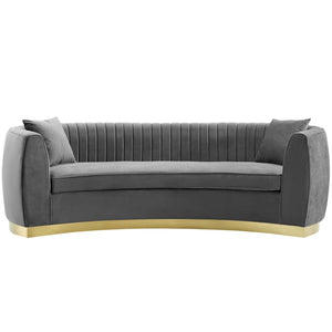 ModwayModway Enthusiastic Vertical Channel Tufted Curved Performance Velvet Sofa EEI-3407 EEI-3407-GRY- BetterPatio.com