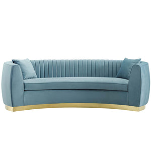ModwayModway Enthusiastic Vertical Channel Tufted Curved Performance Velvet Sofa EEI-3407 EEI-3407-LBU- BetterPatio.com