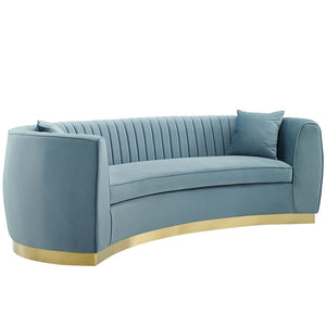 ModwayModway Enthusiastic Vertical Channel Tufted Curved Performance Velvet Sofa EEI-3407 EEI-3407-LBU- BetterPatio.com