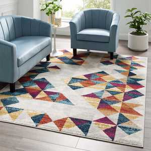 ModwayModway Entourage Elettra Distressed Geometric Triangle Mosaic 5x8 Area Rug R-1176-58 R-1176A-58- BetterPatio.com