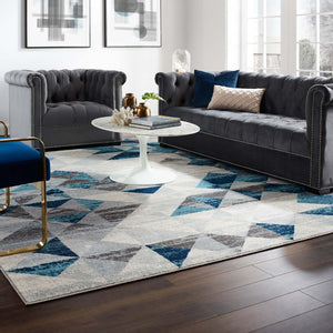 ModwayModway Entourage Elettra Distressed Geometric Triangle Mosaic 8x10 Area Rug R-1176-810 R-1176B-810- BetterPatio.com