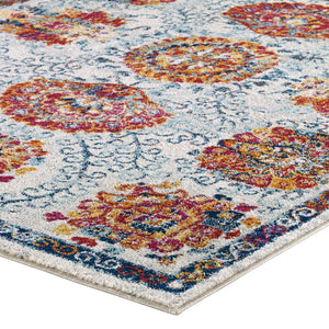 ModwayModway Entourage Kensie Distressed Floral Moroccan Trellis 5x8 Area Rug R-1173-58 R-1173A-58- BetterPatio.com