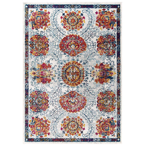 ModwayModway Entourage Kensie Distressed Floral Moroccan Trellis 5x8 Area Rug R-1173-58 R-1173A-58- BetterPatio.com