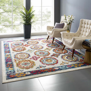 ModwayModway Entourage Odile Distressed Floral Moroccan Trellis 8x10 Area Rug R-1168-810 R-1168A-810- BetterPatio.com