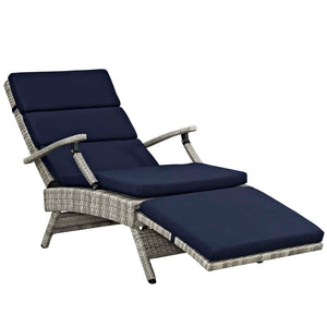 ModwayModway Envisage Chaise Outdoor Patio Wicker Rattan Lounge Chair EEI-2301 EEI-2301-LGR-NAV- BetterPatio.com