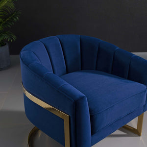 ModwayModway Esteem Vertical Channel Tufted Performance Velvet Accent Armchair EEI-3414 EEI-3414-NAV- BetterPatio.com