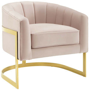 ModwayModway Esteem Vertical Channel Tufted Performance Velvet Accent Armchair EEI-3414 EEI-3414-PNK- BetterPatio.com