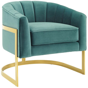 ModwayModway Esteem Vertical Channel Tufted Performance Velvet Accent Armchair EEI-3414 EEI-3414-TEA- BetterPatio.com