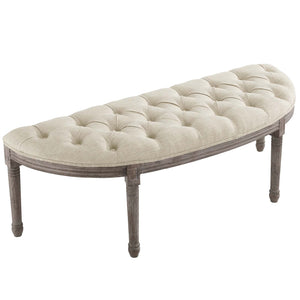 ModwayModway Esteem Vintage French Upholstered Fabric Semi-Circle Bench EEI-3369 EEI-3369-BEI- BetterPatio.com