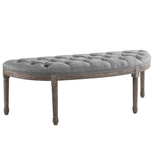 ModwayModway Esteem Vintage French Upholstered Fabric Semi-Circle Bench EEI-3369 EEI-3369-LGR- BetterPatio.com