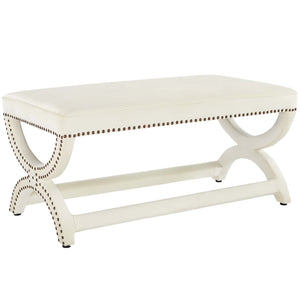 ModwayModway Expound Upholstered Nailhead Trim Performance Velvet Bench EEI-3069 EEI-3069-IVO- BetterPatio.com