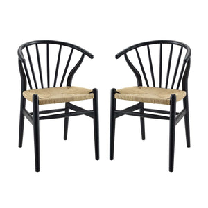 ModwayModway Flourish Spindle Wood Dining Side Chair Set of 2 EEI-4168 EEI-4168-BLK- BetterPatio.com