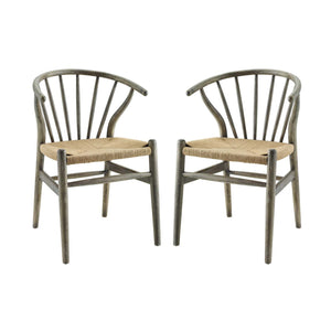 ModwayModway Flourish Spindle Wood Dining Side Chair Set of 2 EEI-4168 EEI-4168-GRY- BetterPatio.com