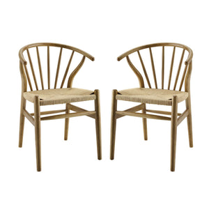 ModwayModway Flourish Spindle Wood Dining Side Chair Set of 2 EEI-4168 EEI-4168-NAT- BetterPatio.com