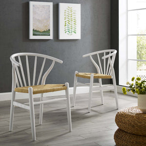ModwayModway Flourish Spindle Wood Dining Side Chair Set of 2 EEI-4168 EEI-4168-WHI- BetterPatio.com
