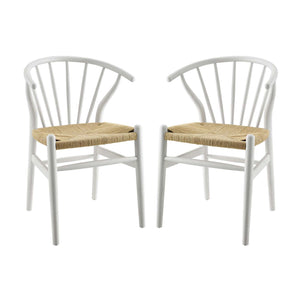 ModwayModway Flourish Spindle Wood Dining Side Chair Set of 2 EEI-4168 EEI-4168-WHI- BetterPatio.com