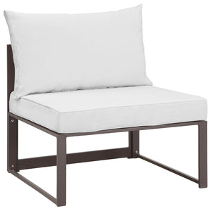 ModwayModway Fortuna 7 Piece Outdoor Patio Sectional Sofa Set EEI-1733 EEI-1733-BRN-WHI-SET- BetterPatio.com