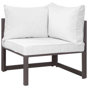 ModwayModway Fortuna 8 Piece Outdoor Patio Sectional Sofa Set EEI-1725 EEI-1725-BRN-WHI-SET- BetterPatio.com